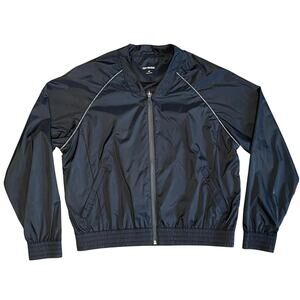 Ivy Park Bomber Jacket Women Sz M Technical Full-Zip Black Lightweight